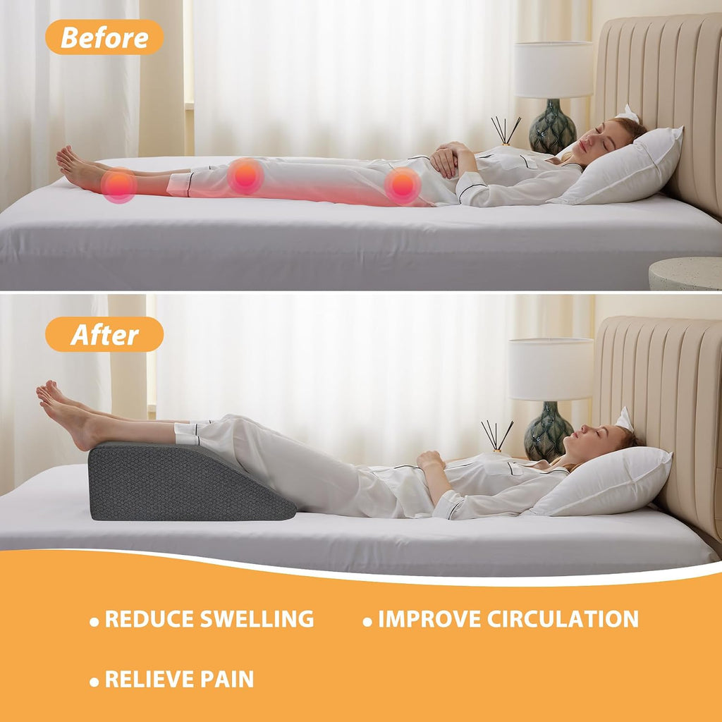 Leg Elevation Pillows, Leg Pillows for Sleeping, Cooling Gel Memory Foam Top, Wedge Pillow for Legs, Leg Wedges for