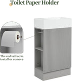 18.6 Inch Small Bathroom Vanity with Sink – Solid Wood Narrow Vanity Cabinet with Side Storage