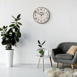 14 Inch Retro Vintage French Country Style Round Wooden Wall Clock Silent Battery Operated Non-Ticking Decorative