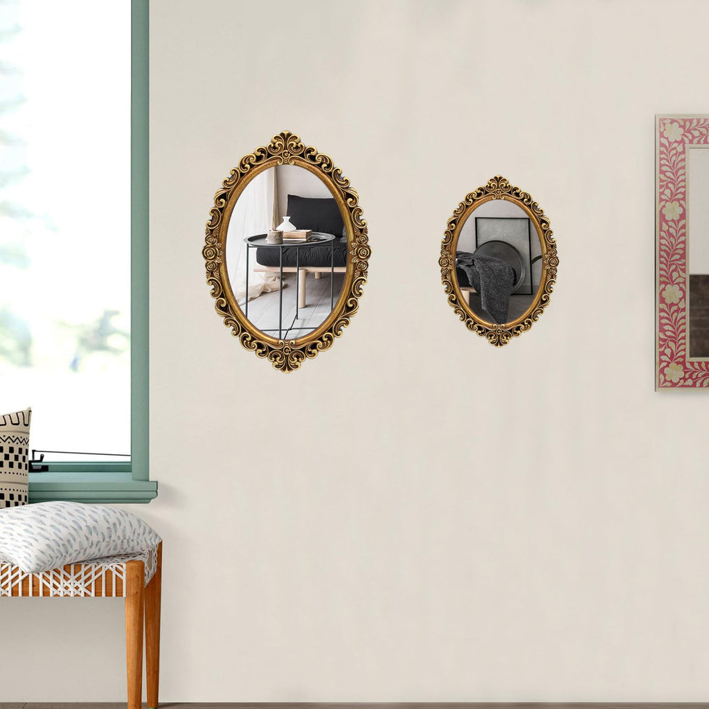 Small Oval Wall Mirror Resin Frame Size:15 x 10.7 inch