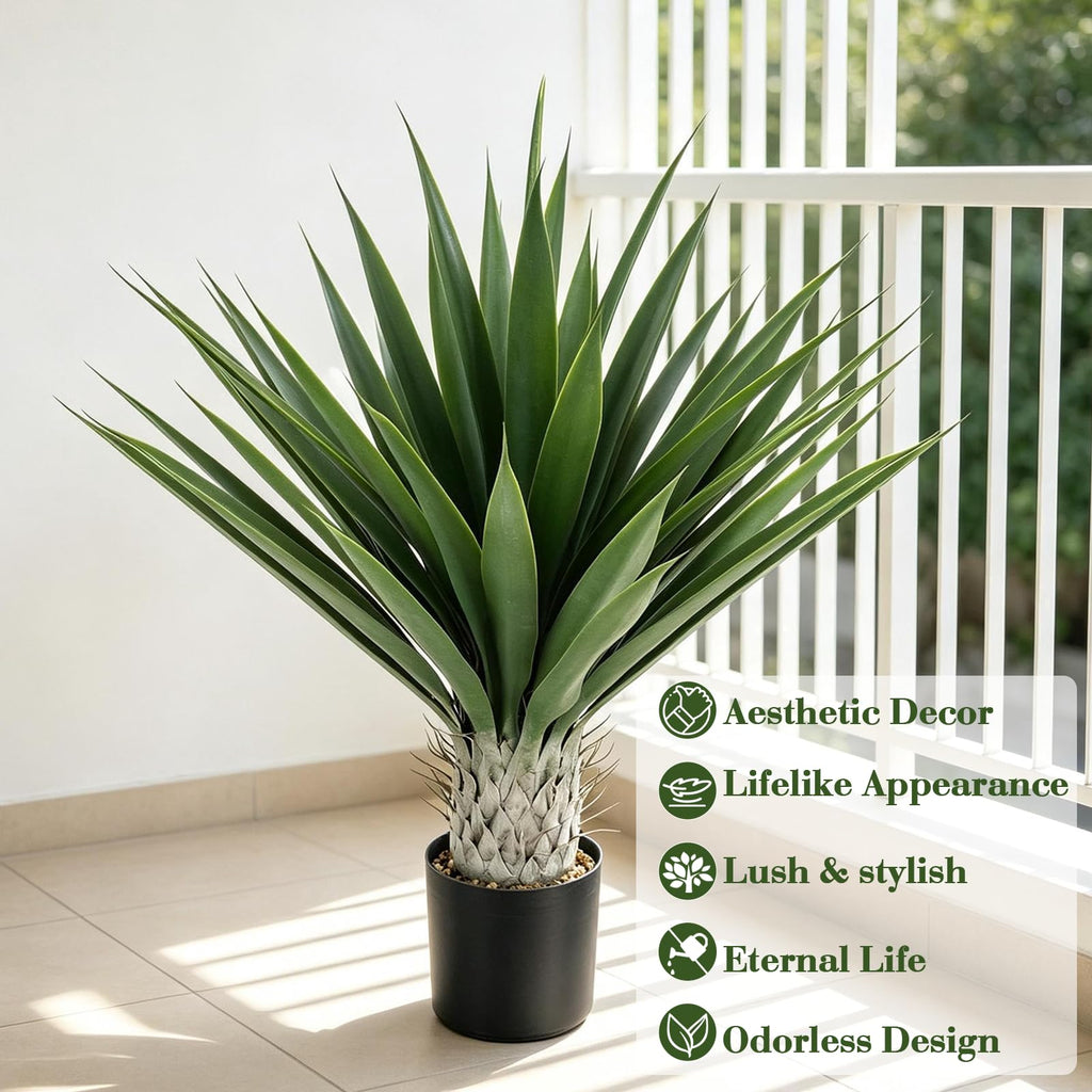 36 Inch Fake Plants, Artificial Agave Plant Outdoor Potted Snake Plant
