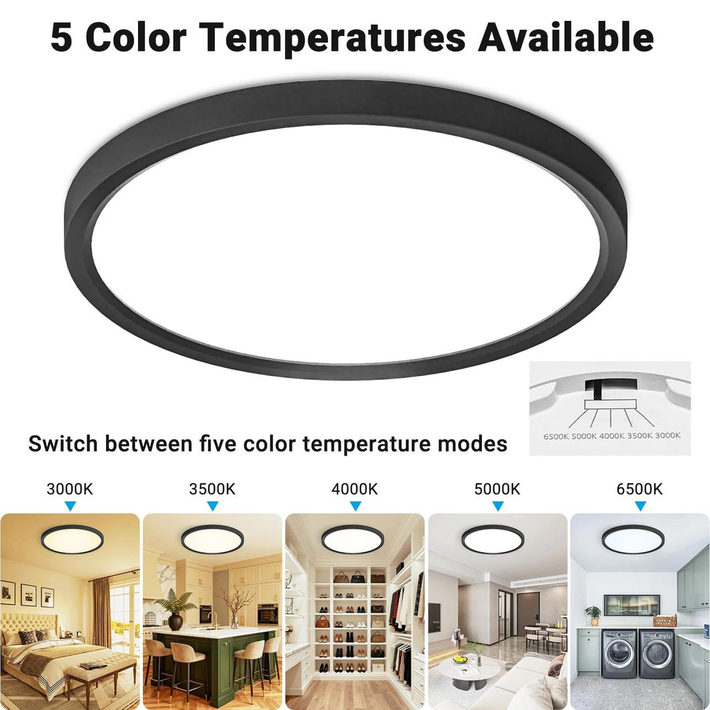 8 Pack LED Flush Mount Ceiling Light, 12Inch 24W, 3000K/3500K/4000K/5000K/6500K 5 Color Temperatures Ceiling Light