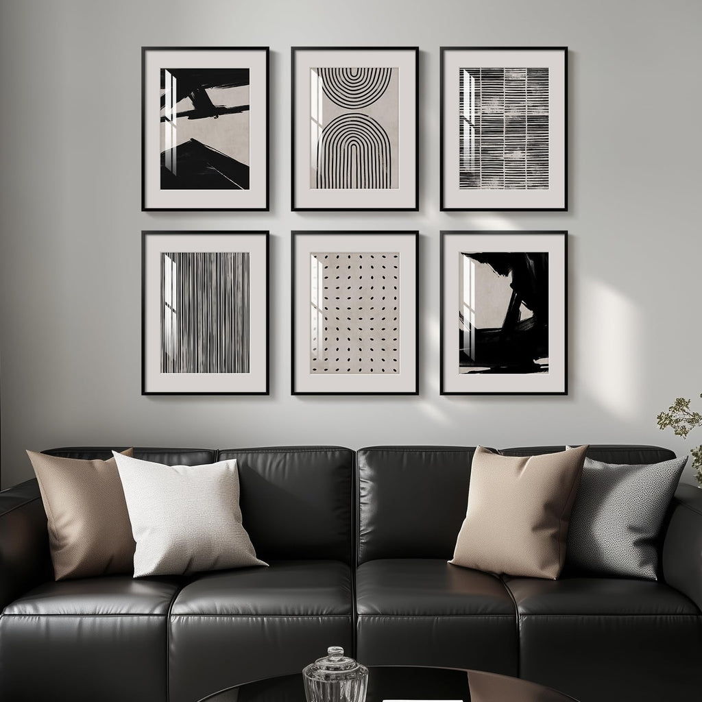 Framed Boho Black and White Abstract Wall Art, 11x14 Inch