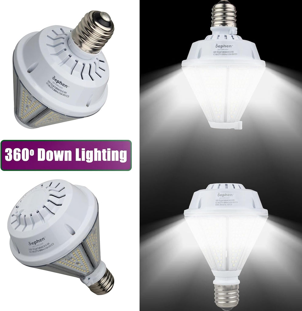 80W LED Post Top Bulb, Removable E26&E39 Mogul Base Corn Light