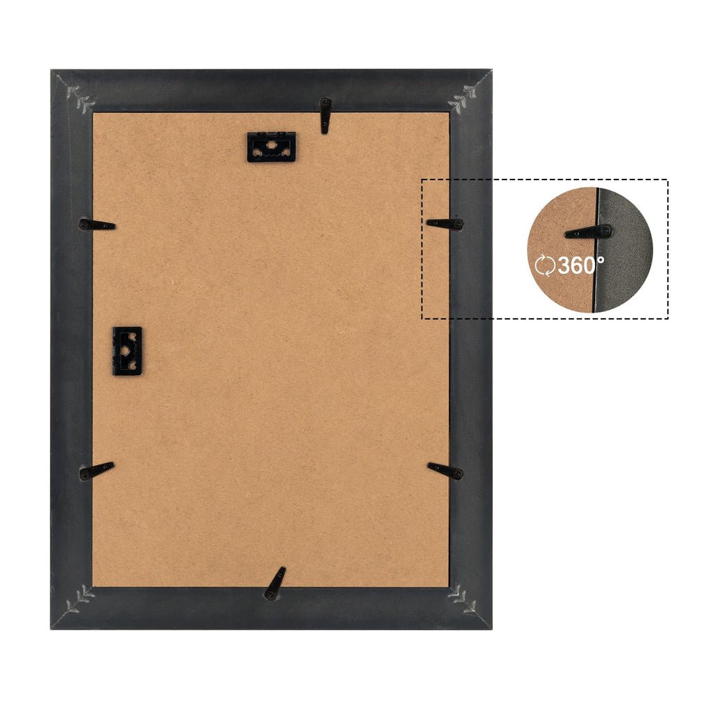 9x12 Black & Silver Photo Frame Mat for 6x8 Real Glass