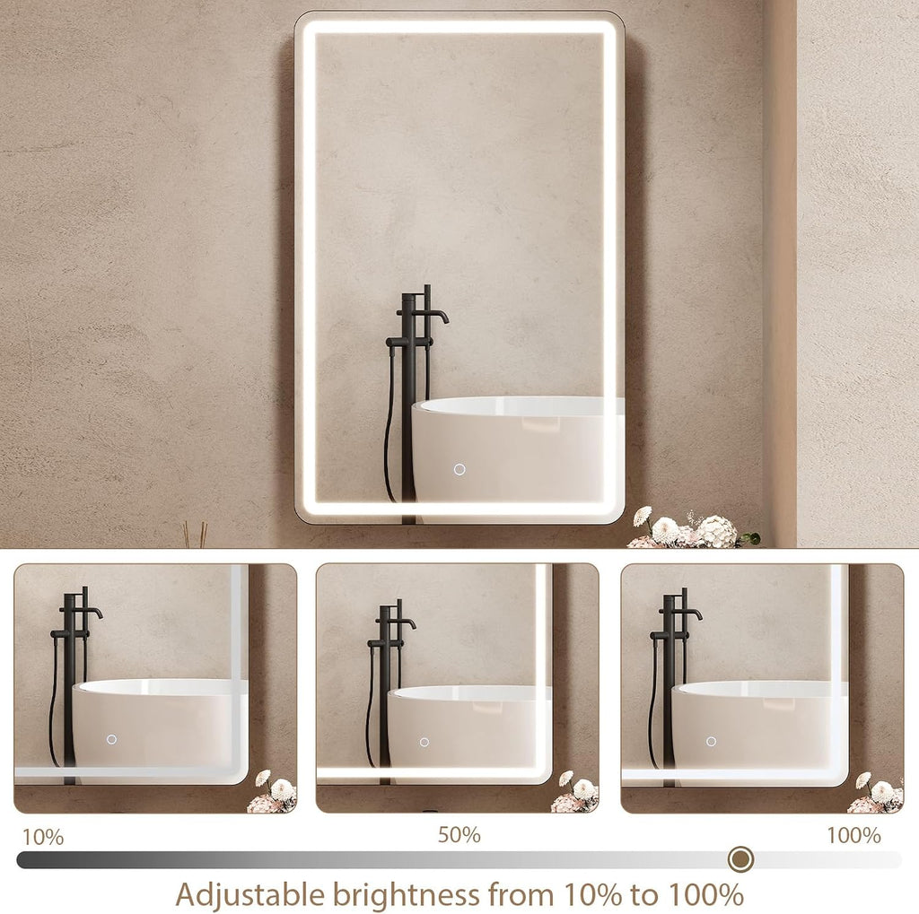 24x36 Inch LED Lighted Medicine Cabinet with Mirror , Wall Mounted or Recessed Mirror Cabinet with 3X Magnifying