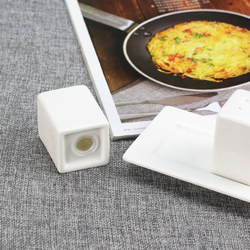 White Porcelain Salt & Pepper Shakers, Salt Shaker Set with Tray - Set of 3