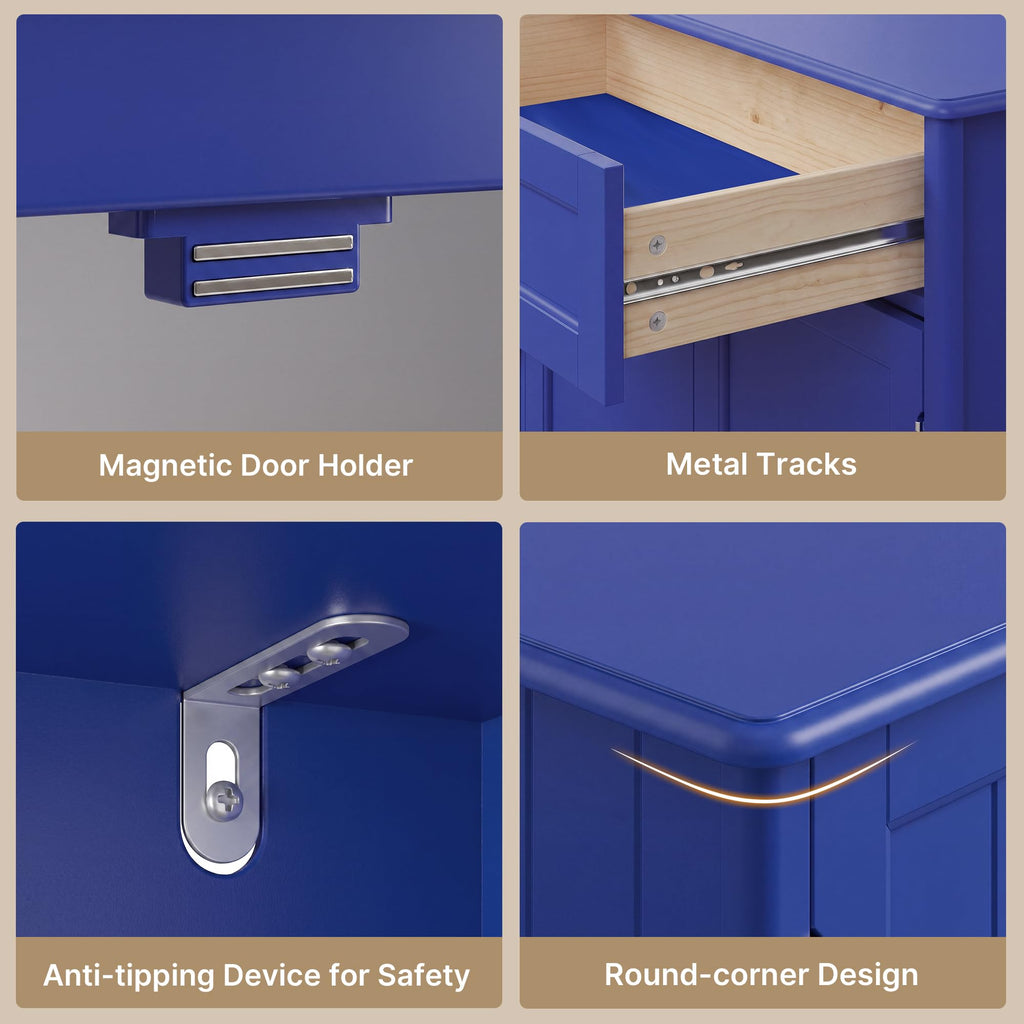 Sideboard Cabinet, Buffet Cabinet with Storage, Navy Blue