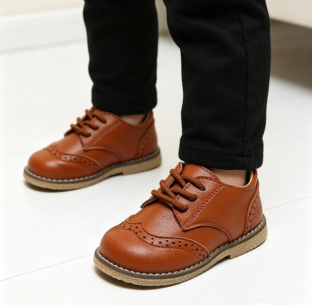 Toddler Boys Girls Dress Shoes Comfort Oxford Shoes Wedding Church Dress Shoes Lace Up School Uniform Loafer Flats