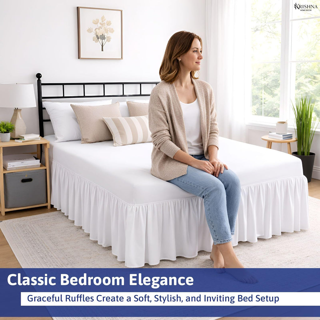 Ruffled Bed Skirt with Split Corners Twin, 100% Microfiber Hotel Quality, 18 Inch Drop Dust Ruffle Gathered Bedskirt