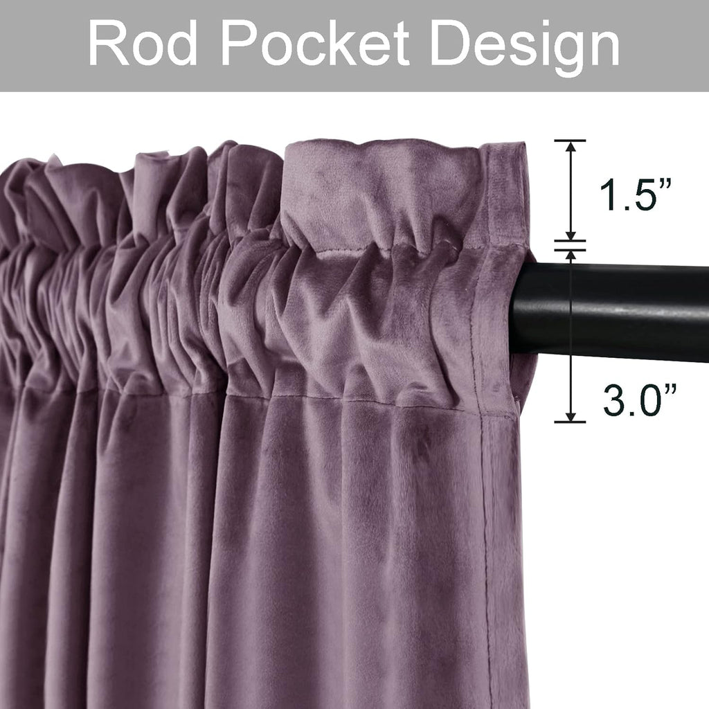 Luxury Velvet Curtains 84 inch Length Thermal Insulated Room Darkening Rod Pocket Curtains for Living Room/Sliding
