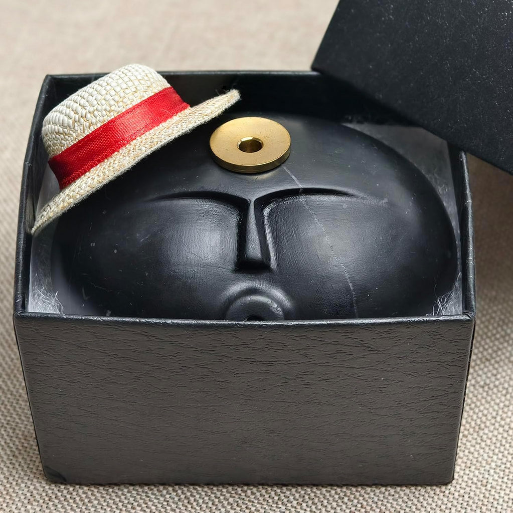 Marble Face Incense Burner - Backflow Smoke from Mouth, Zen Meditation Decor, Modern Altar Statue, Unique Gift - Set of 3