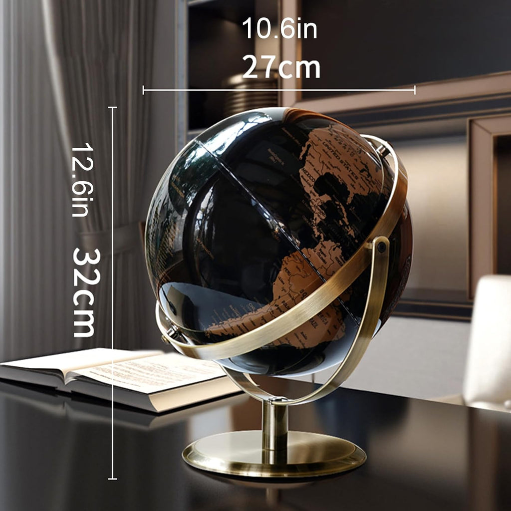 720° Rotation Light Luxury World Globe, Metal Stand, 10.6'' (L)