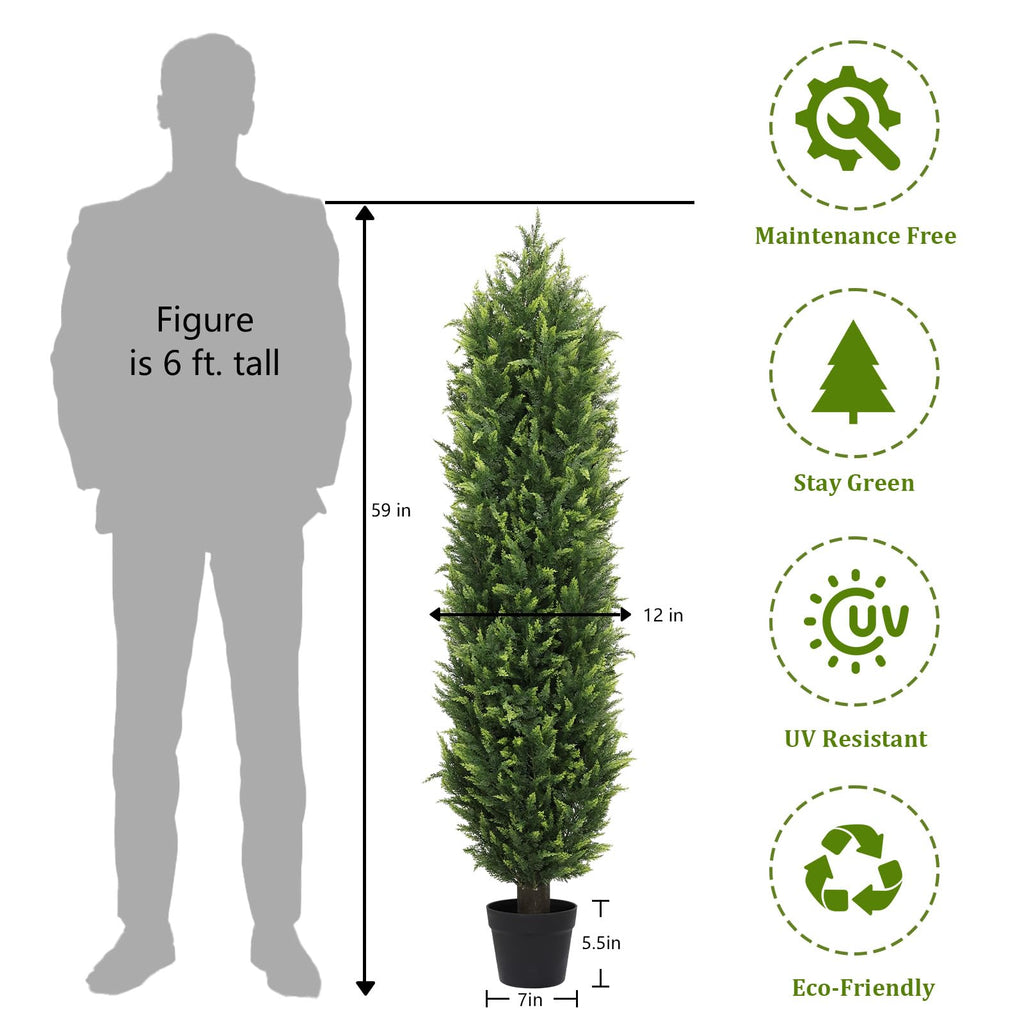 5ft Tall Artificial Cedar Topiary Trees Outdoor Set of 2