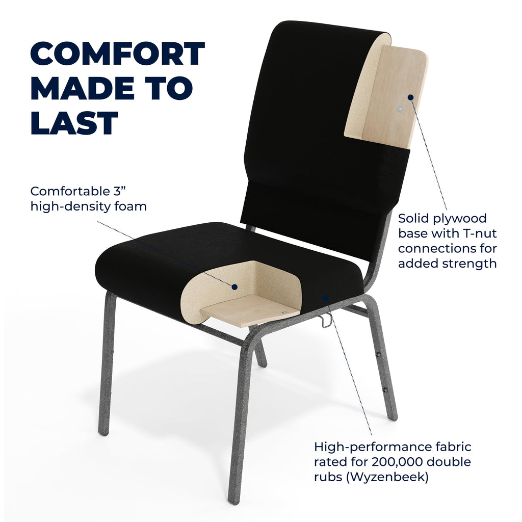 18.5 in Wide Church Chair, Black