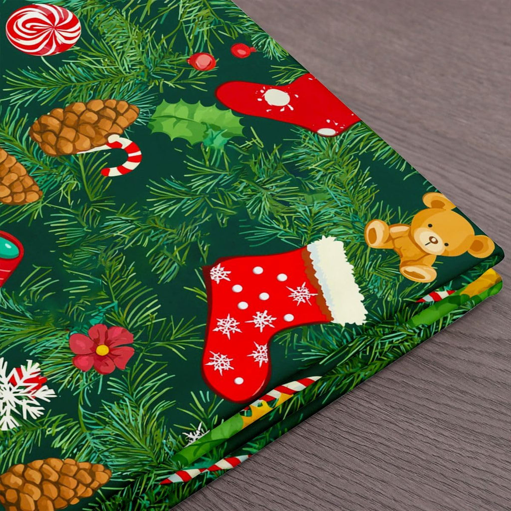 Xmas Fabric By The Yard, Christmas Tree Upholstery Fabric, Snowflake Bell