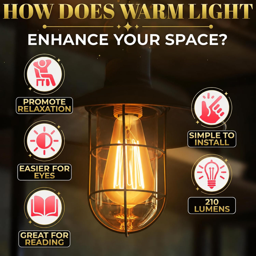 Incandescent Light Bulbs 60 Watt, 210 Lumens, 4 Pack ST64 Edison Bulbs