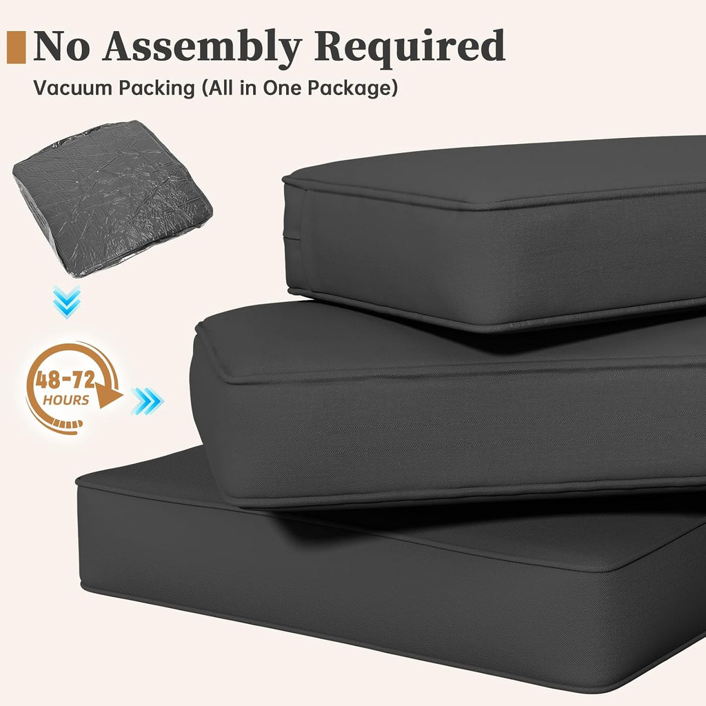 Replacement Cushions Furniture, 14-Piece Outdoor Cushions (Grey) | Deep Seat, Outdoor Replacement Cushions for 6-Seat