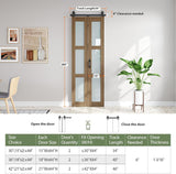 Bifold Barn Doors 30X84 (Double 15x84) with Frosted Glass and Hardware Kit Included, Brown,for Bedro