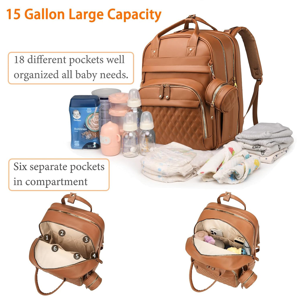 Diaper Bag with Changing Station, Waterproof 3 in 1 Diaper Backpack with Foldable Changing Pad, Large Travel Backpack