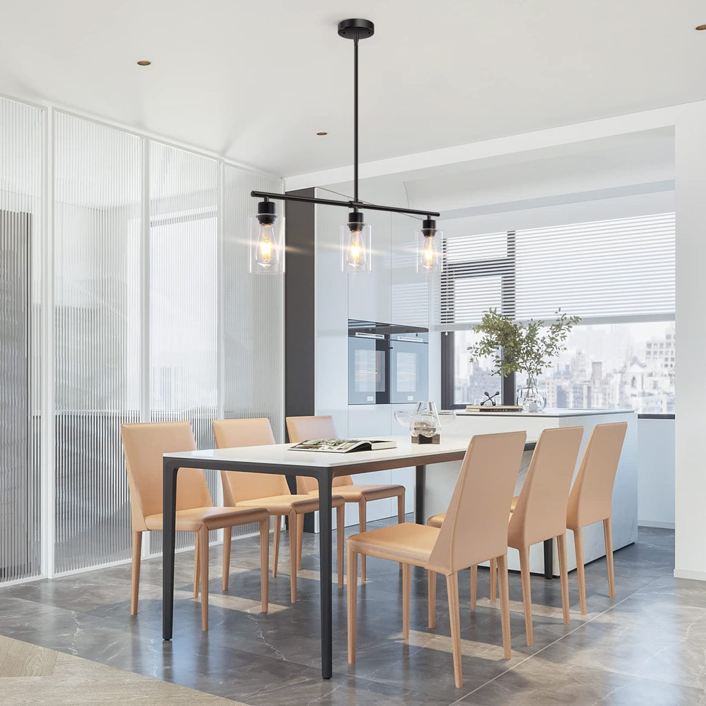 Kitchen Island Lighting, 3 Lights Linear Chandeliers Rectangle Pendant Light Fixtures Farmhouse Hanging Light