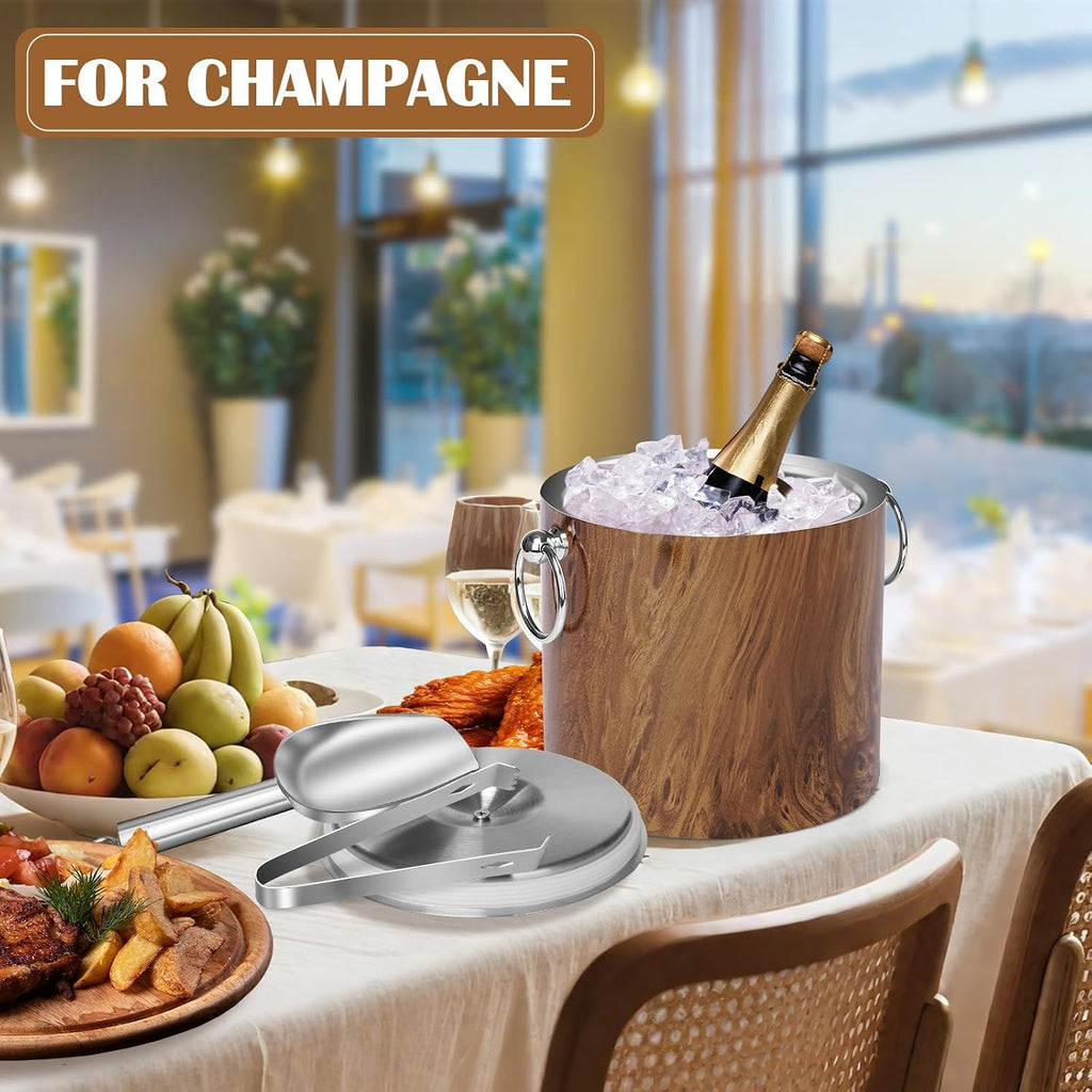 Ice Bucket with Lid & Tong- Well Made Insulated Stainless Steel Keep Ice Frozen Longer