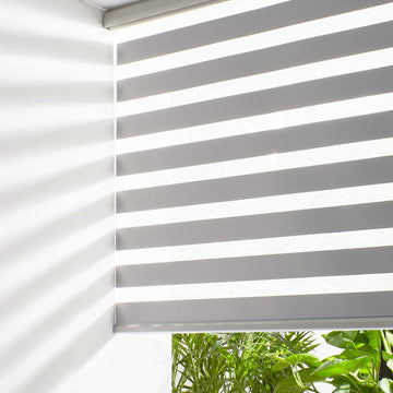 Cordless Zebra Blinds for Windows Free-Stop Roller Windows Shades (24" W X 72" H, Grey) Dual Layer Light Control for