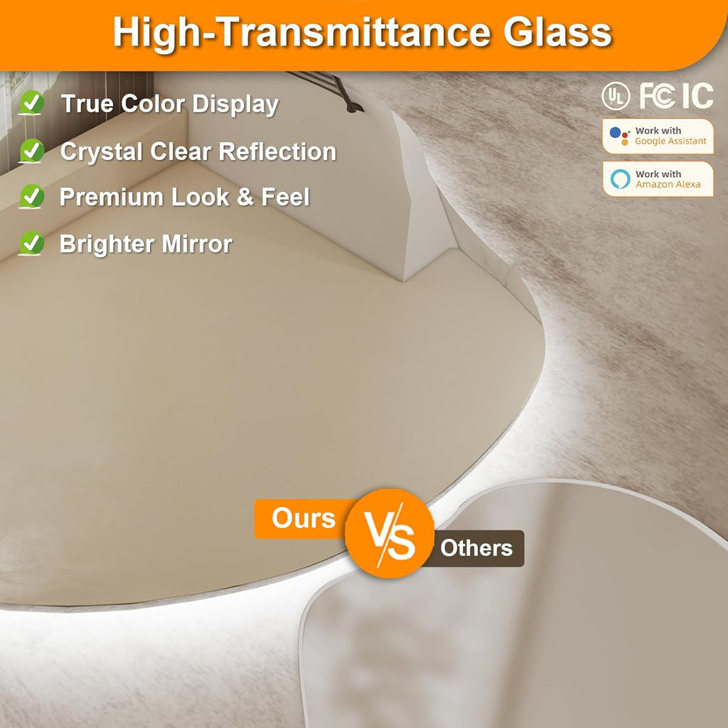 24" x 32" Smart LED Bathroom Mirror - Frameless Lighted Mirrors Wall with WiFi & Voice Control (Alexa/Google)