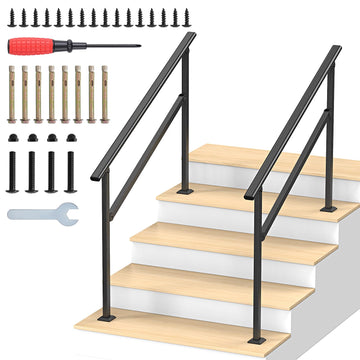 2PCS Hand Rails for Outdoor Steps 2-5 Steps Wrought Iron Handrails