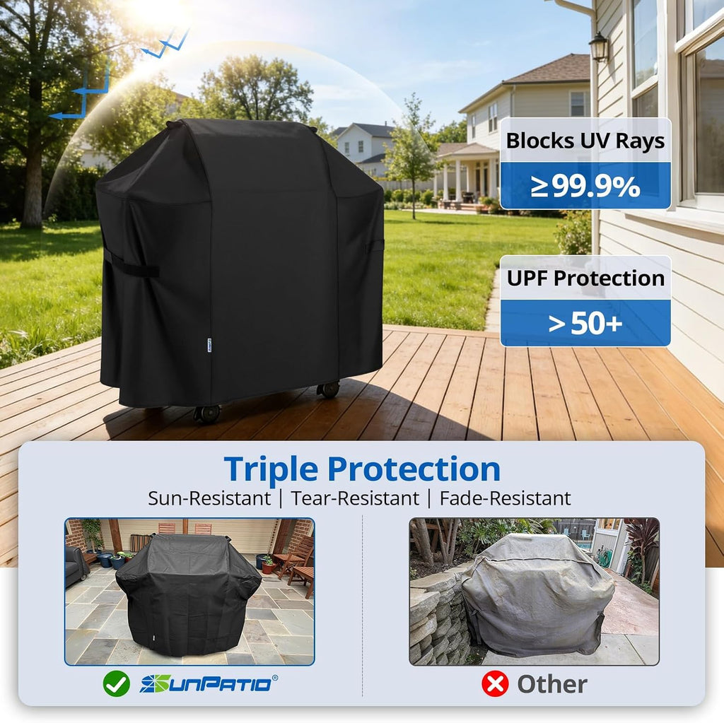 BBQ Grill Cover 52 Inch, Outdoor Durable Waterproof Gas Barbecue Cover, Compatible for Weber Spirit 200 and 300