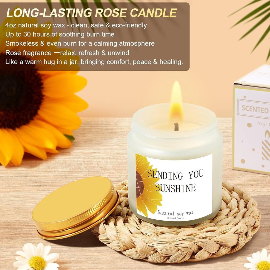 Self Care Gifts for Women Birthday Gift Basket, Sending Sunshine Care Package Get Well Soon Spa Gift Basket, Thinking - Set of 9