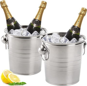 Quart Ice Bucket with Handles, Beverage Tub with Handles, Galvanized Metal Ice Bucket, Drink and Wine - Set of 2