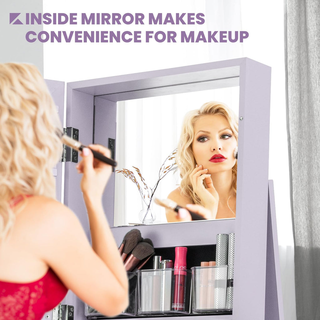 Swivel Jewelry Armoire with Full Length Mirror, Lavender