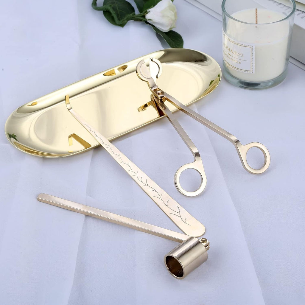 4-in-1 Stainless Steel Candle Care Kit for Candle Lovers, Gold - Set of 4