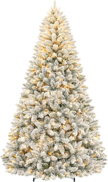 7.5 ft Flocked Prelit Christmas Tree with 450 Warm White LEDs