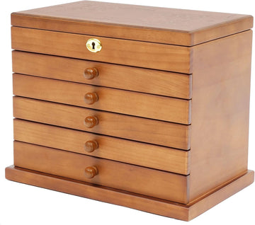 Extra Large Four-Leaf Carved 6 Layers Wooden Jewelry Box Jewelry Case Cabinet Armoire Ring Necklacel Gift Storage Box