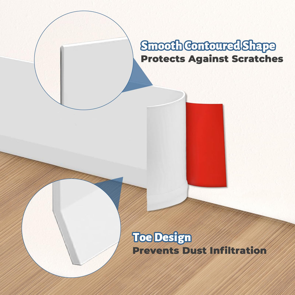 Baseboard Trim, White Vinyl Peel and Stick Molding, 4" x 65 FT