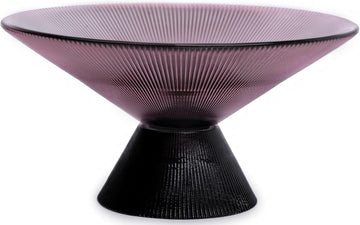 Tapered Glass Decorative Bowl(Purple), 9.8 Inches Handblown Glass Bowl with Modern Two-Tone Cone Shape,Decorative