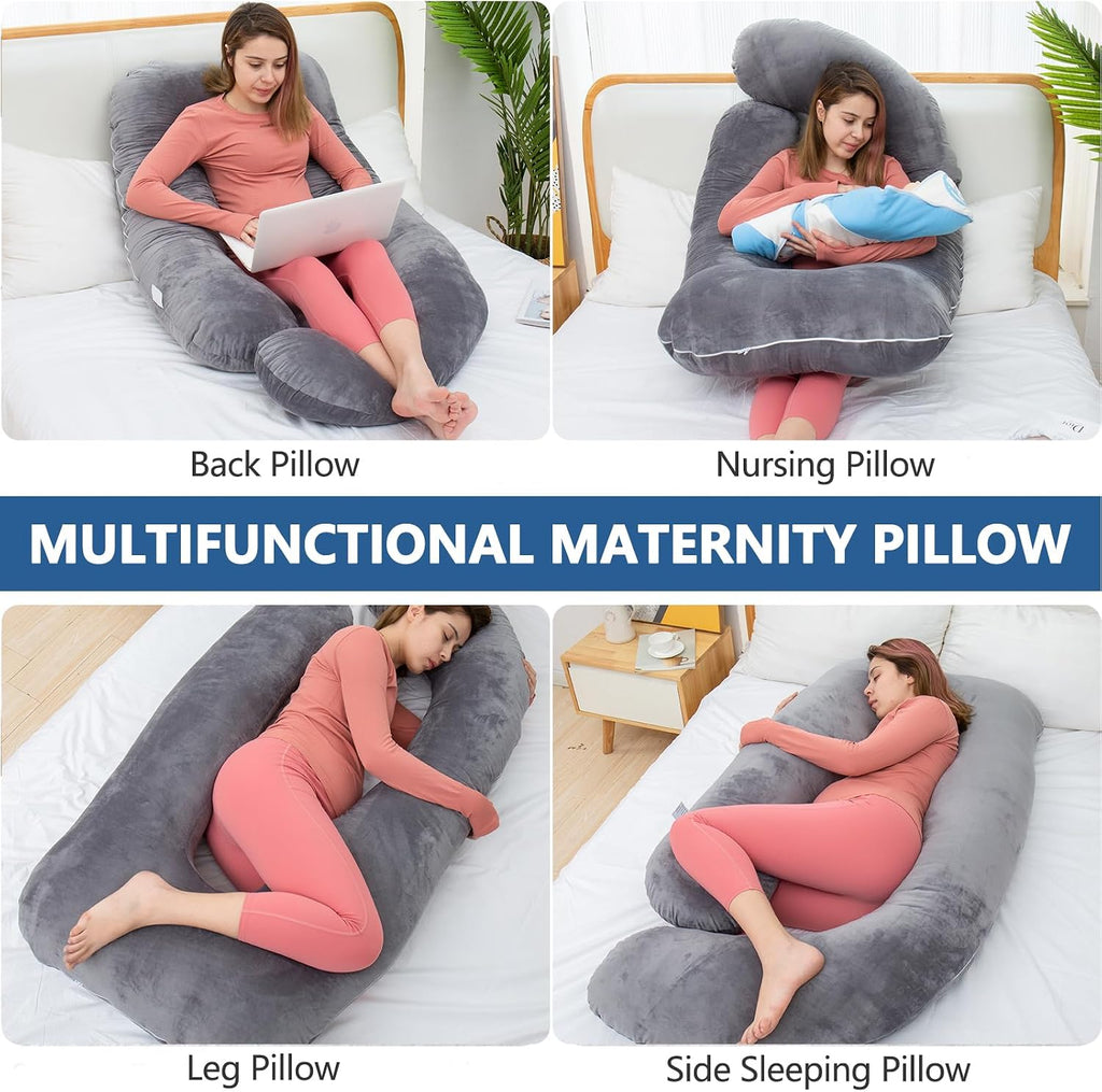 Shredded Memory Foam U Shaped Pregnancy Pillow with Cover | Shredded foam adapts to body curves, relieves back & hip