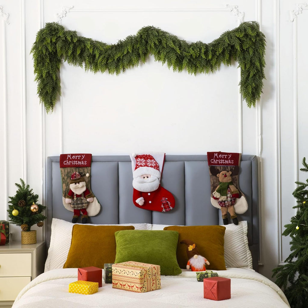 9 Ft Christmas Cedar Garland, Realistic Faux Pine Garlands, Green Artificial Greenery Garland for Winter Home