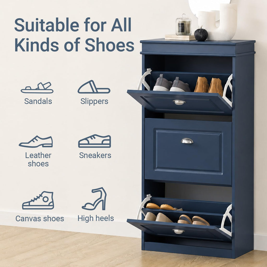 Shoe Cabinet with 3 Flip Drawers