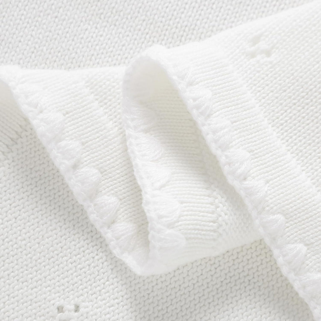 Blanket Knit White Swaddle Receiving Blankets for Boys & Girls Cotton