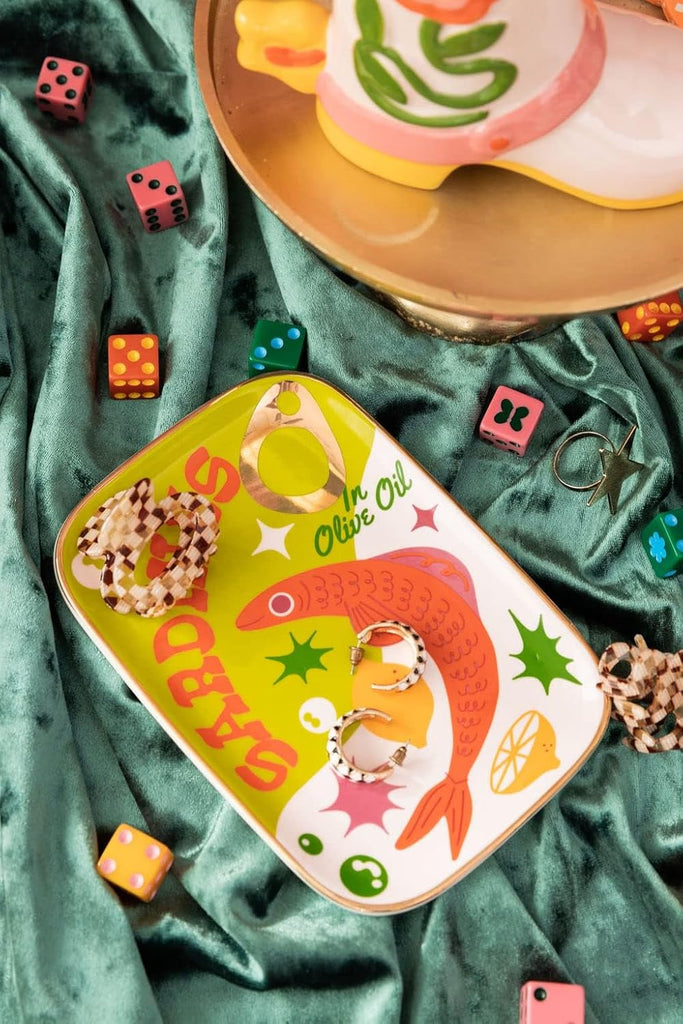 Novelty Ceramic Trinket Tray, Sardines