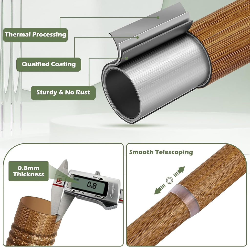 Wood Boho Curtain Rods for Windows:Wooden Farmhouse Decorative Curtain Rod for Bedroom Living Room,Heavy Duty
