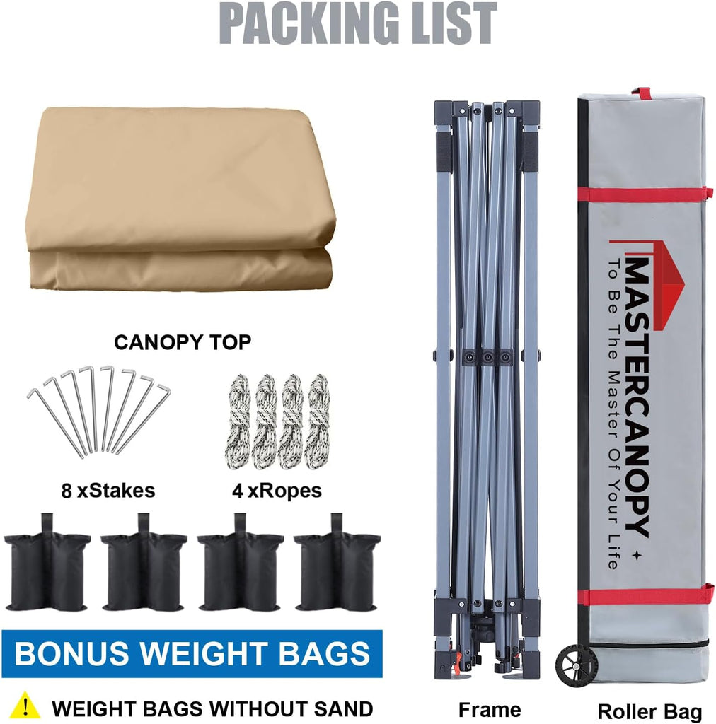8x8 Pop Up Canopy Tent, 1 Person Setup Instant Shelter,Outdoor Portable Beach Canopy with Roller Bag, 4 Sandbags