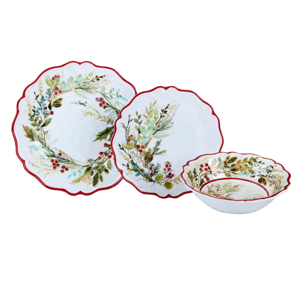 Christmas Gatherings 12 pc Melamine Dinnerware Set, Service for 4