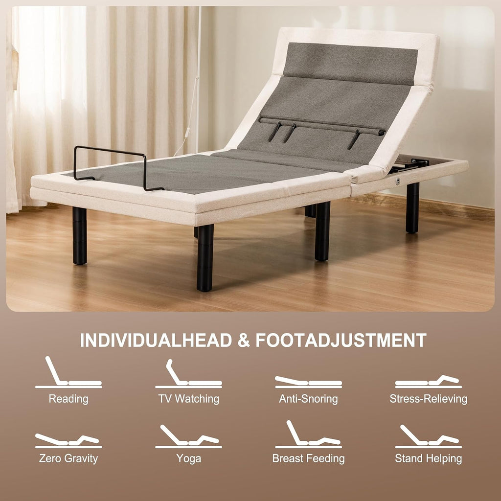 Froman TXL Adjustable Bed Frame with, Massage, Head Top Pillow Tilt