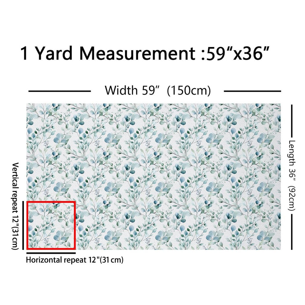 Blue Green Leaves Fabric by The Yard Watercolor Gradient Leaf Plants No Stretch Sewing Fabrics Natural Botanical