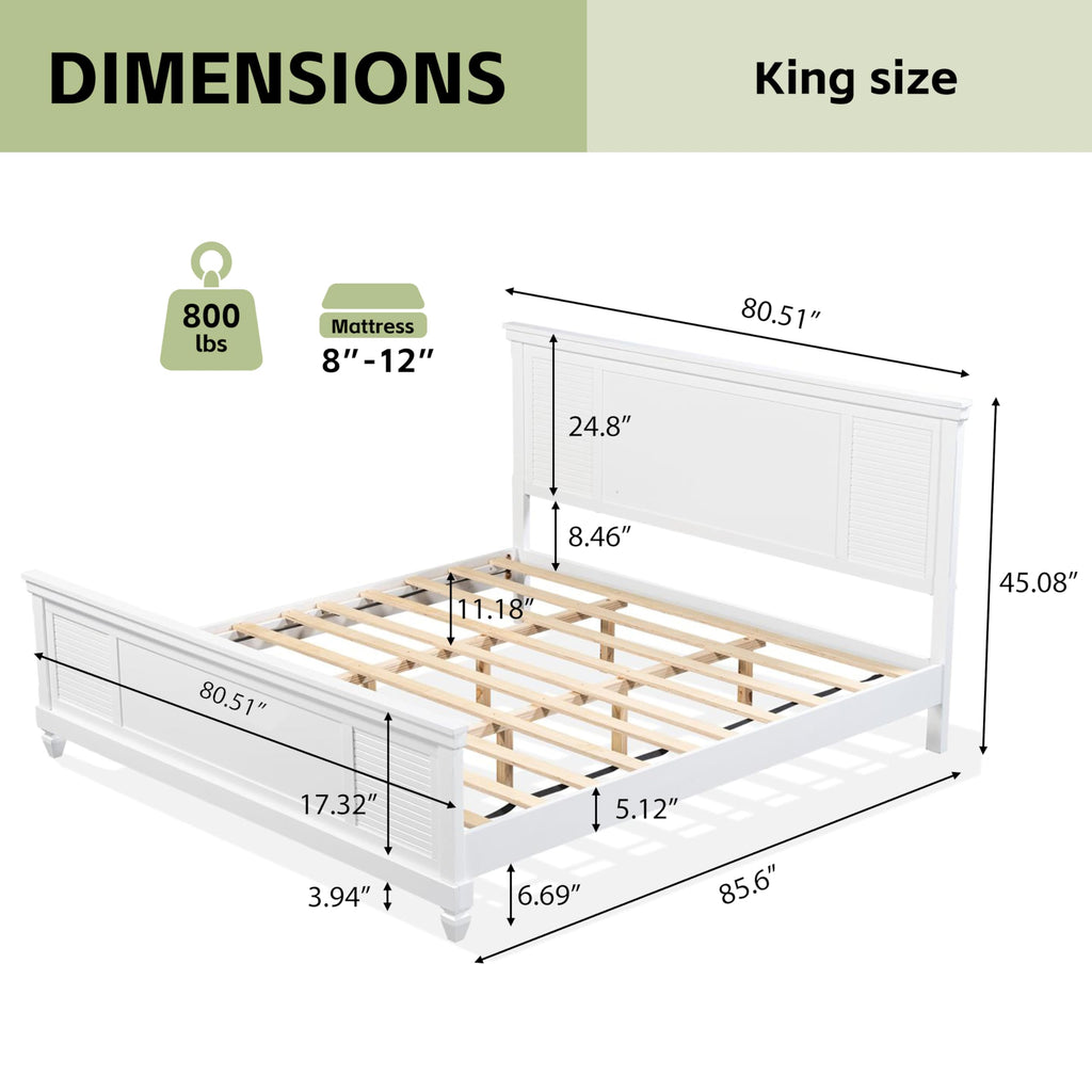 Todie Modern Bed Frame with Headboard, Wooden Platform Bed Frame, Farmhouse Bed Set, No