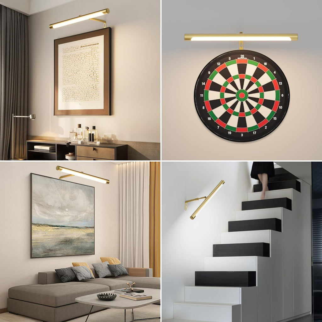 Picture Lights for Paintings Plug in, 16" Adjustable LED Gold Picture Light Art Light, Remote Control Gallery